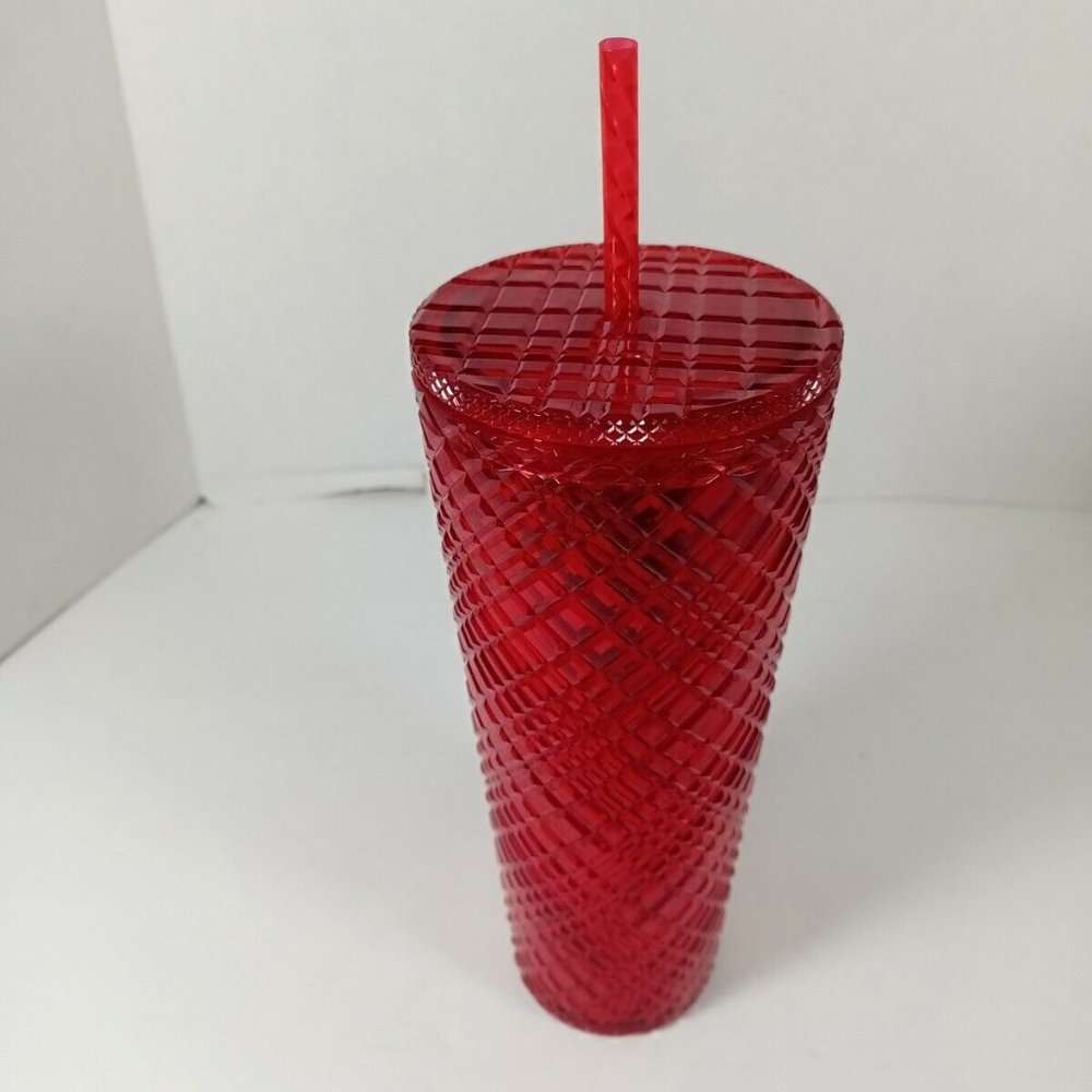 Starbucks China 2020 Tumbler Red Bling Diamond Studded 24oz Straw Cold Cup